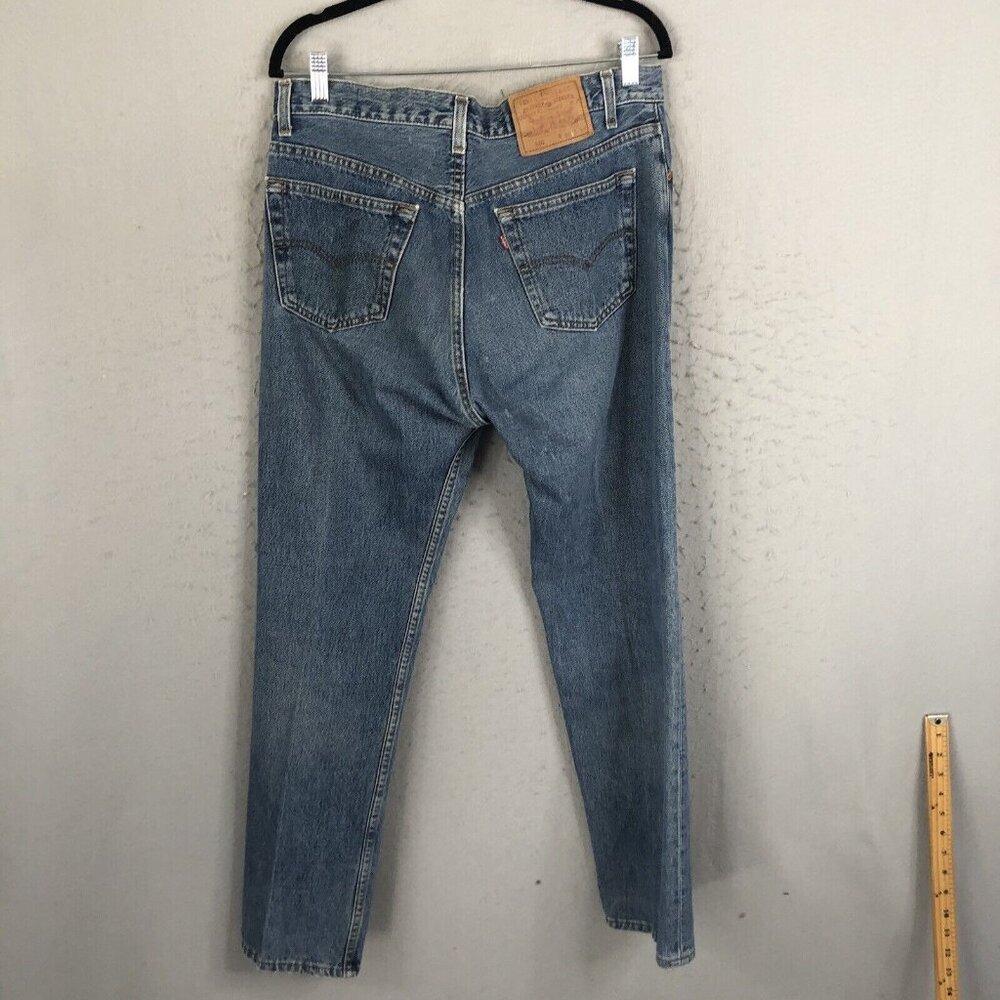 VTG Levis 501 Jeans Men 34x30 Blue Light Wash Straight  Button Fly USA 90s Y2K - Picture 4 of 16